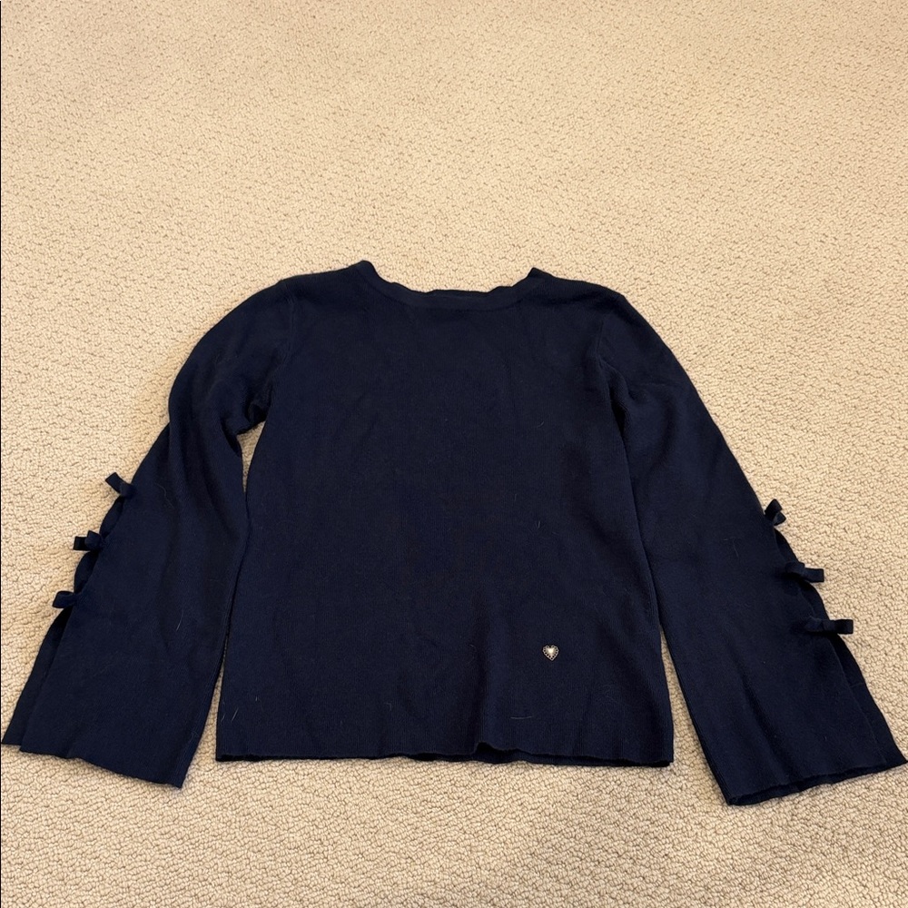 Women’s Navy Bow-Sleeve Sweater